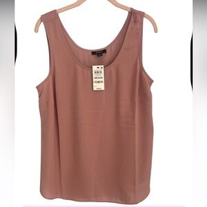Alfani Pink Clay Sleeveless Scoop Neck Chiffon Shell Tank Blouse